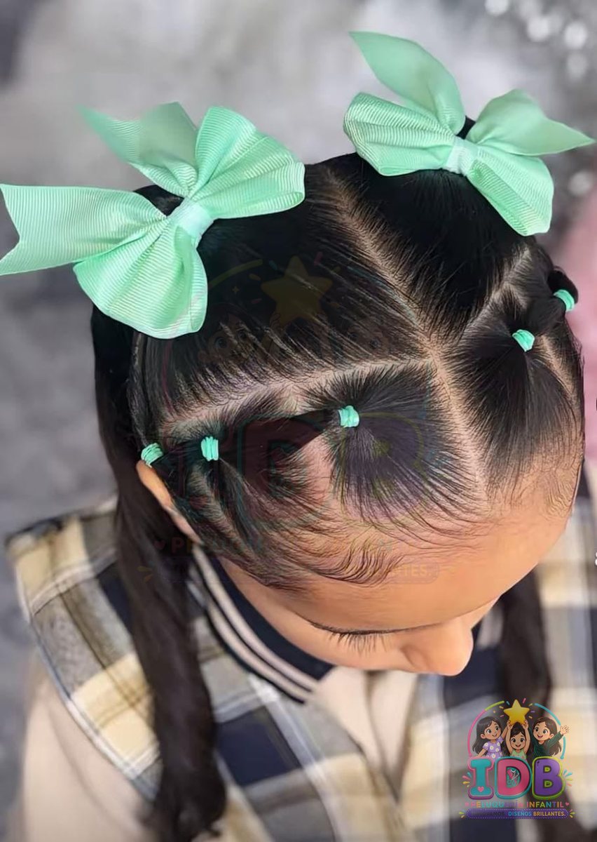 Coletas con lazos verde menta y diseño con ligas