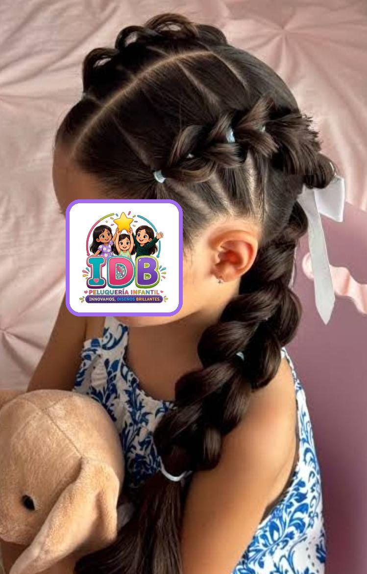 Trenzas cosidas recogidas con lazo blanco