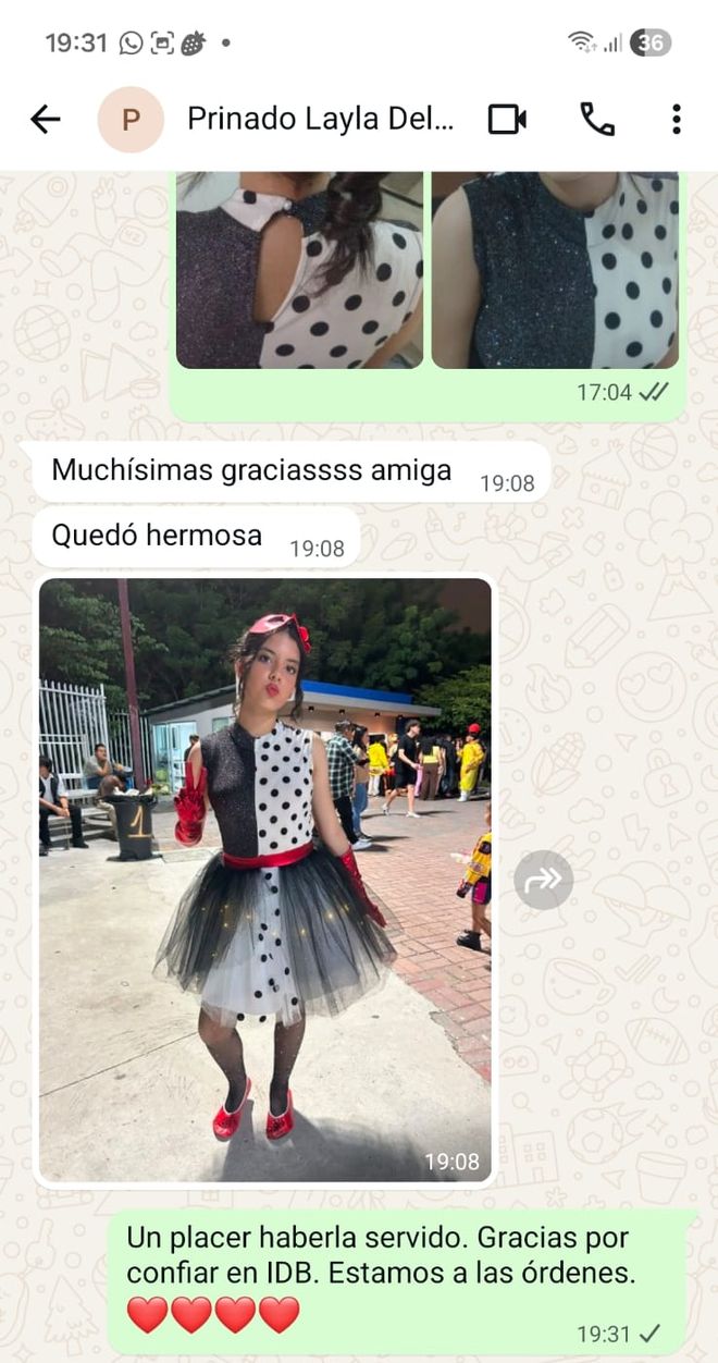 Reseña por WhatsApp de la mamá de Layla: «Muchísimas graciassss amiga, quedó hermosa», con la foto de la niña peinada por IDB